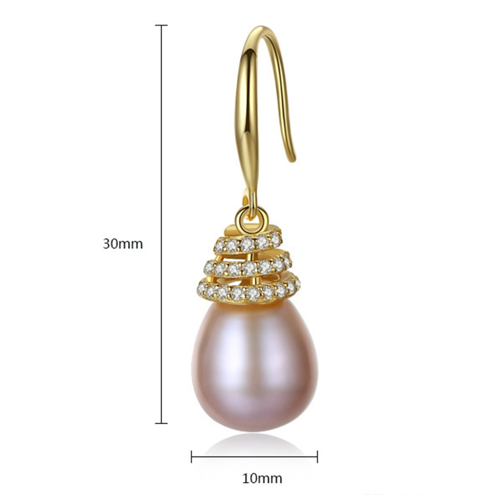 925 Sterling Silver Natural Pearl Drop Earrings Fashion Jewelry Gift for Women Girls