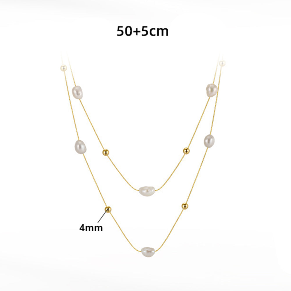 925 Sterling Silver Natural Pearl Necklace Fashion Jewelry Gift for Women Girls