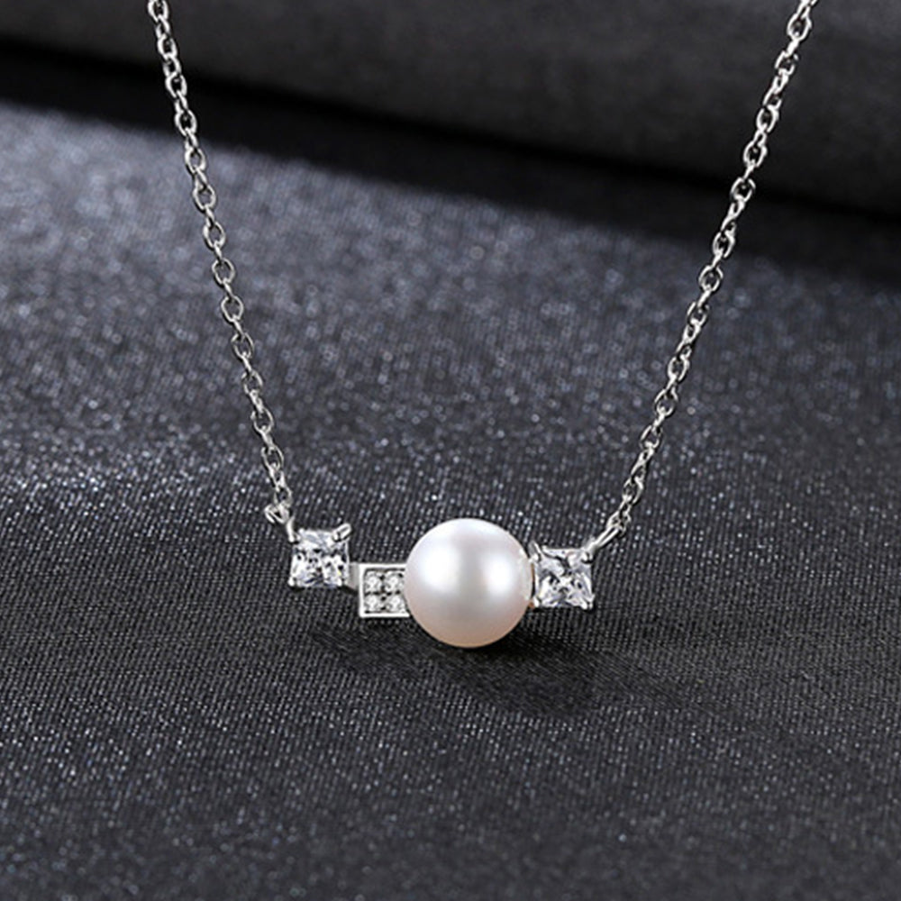 925 Sterling Silver Natural Pearl Drop Necklace Fashion Jewelry Gift for Women Girls