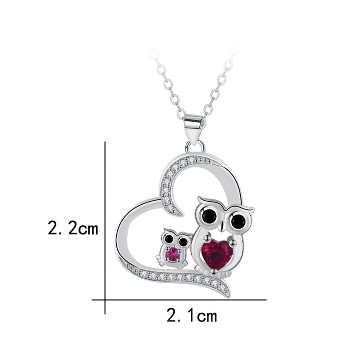 Copper With Silver Plated Heart Owls Pendant Necklace