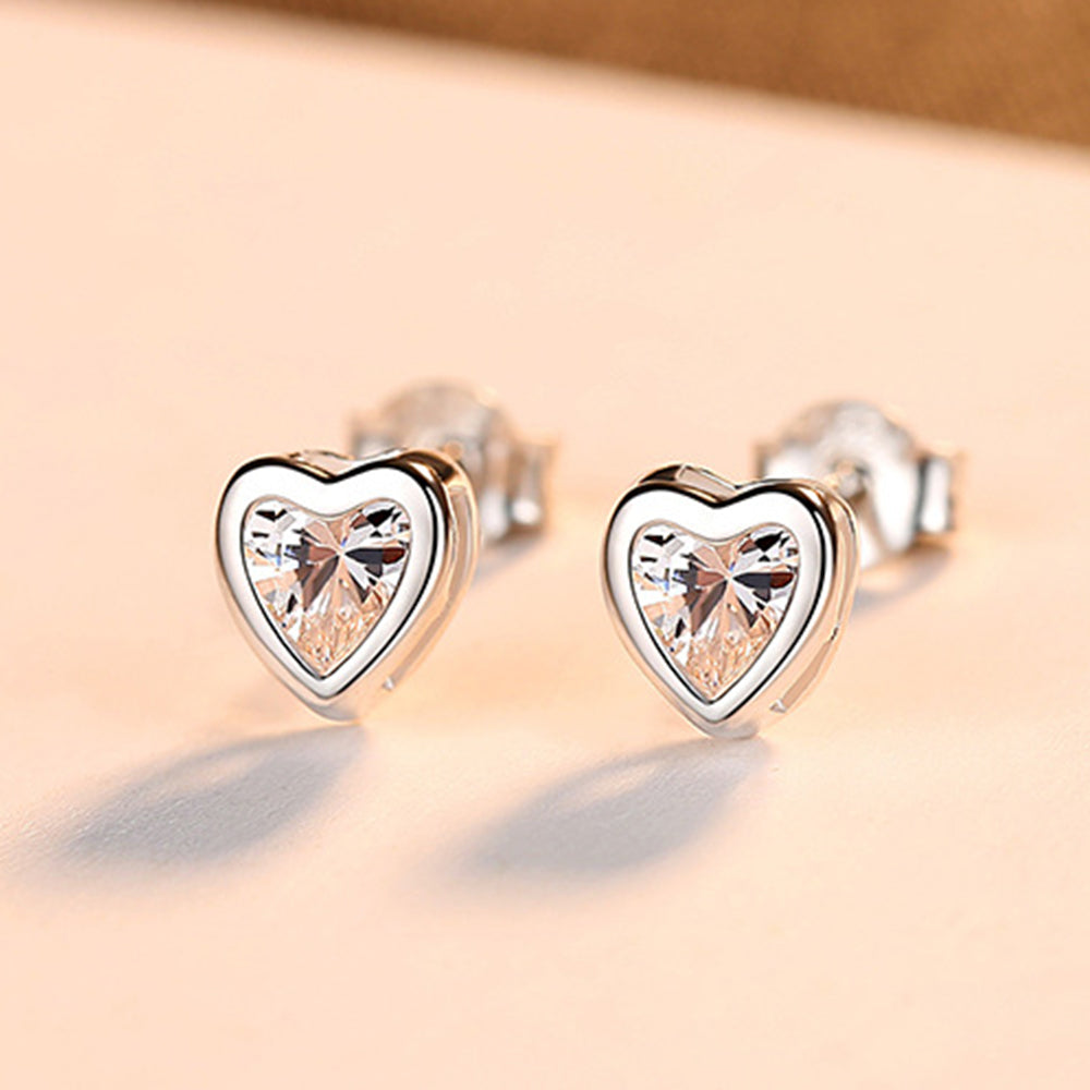 925 Sterling Silver Heart Earrings Fashion Jewelry Gift for Women Girls