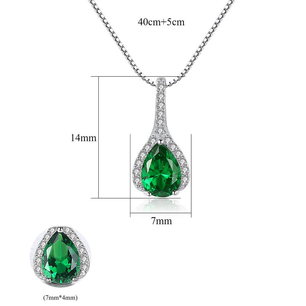 925 Sterling Silver Drop Zircon Necklace Fashion Jewelry Gift for Women Girls