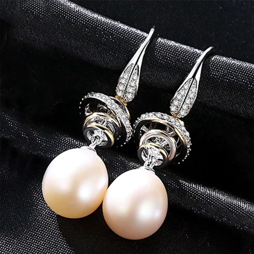 925 Sterling Silver Natural Pearl Drop Earrings Fashion Jewelry Gift for Women Girls