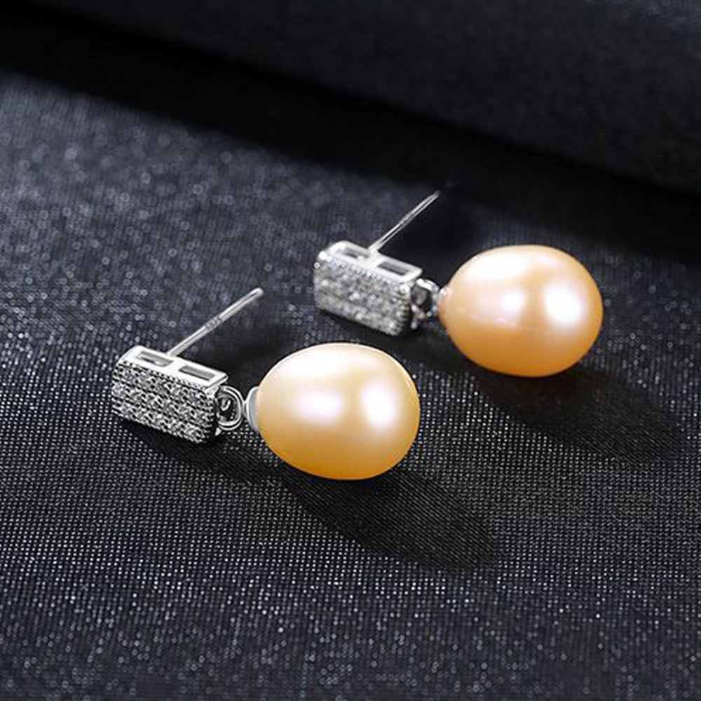925 Sterling Silver Natural Pearl Drop Earrings Fashion Jewelry Gift for Women Girls
