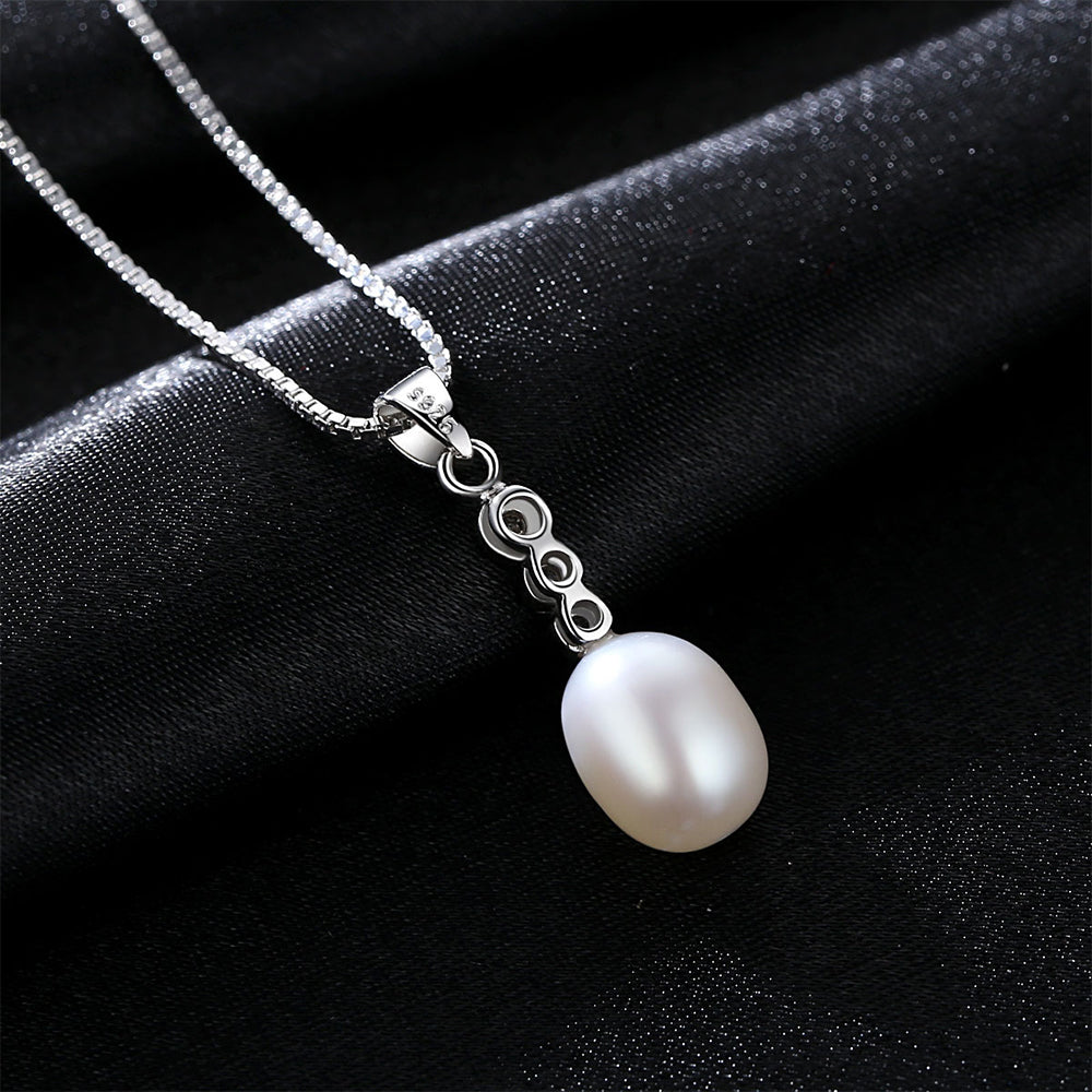 925 Sterling Silver Natural Pearl Drop Necklace Fashion Jewelry Gift for Women Girls