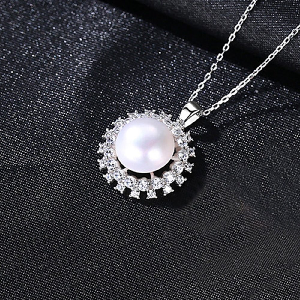 925 Sterling Silver Natural Pearl Drop Necklace Fashion Jewelry Gift for Women Girls