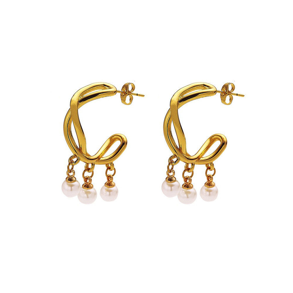 Stainless Steel Jewelry Fashion Pearl Earrings