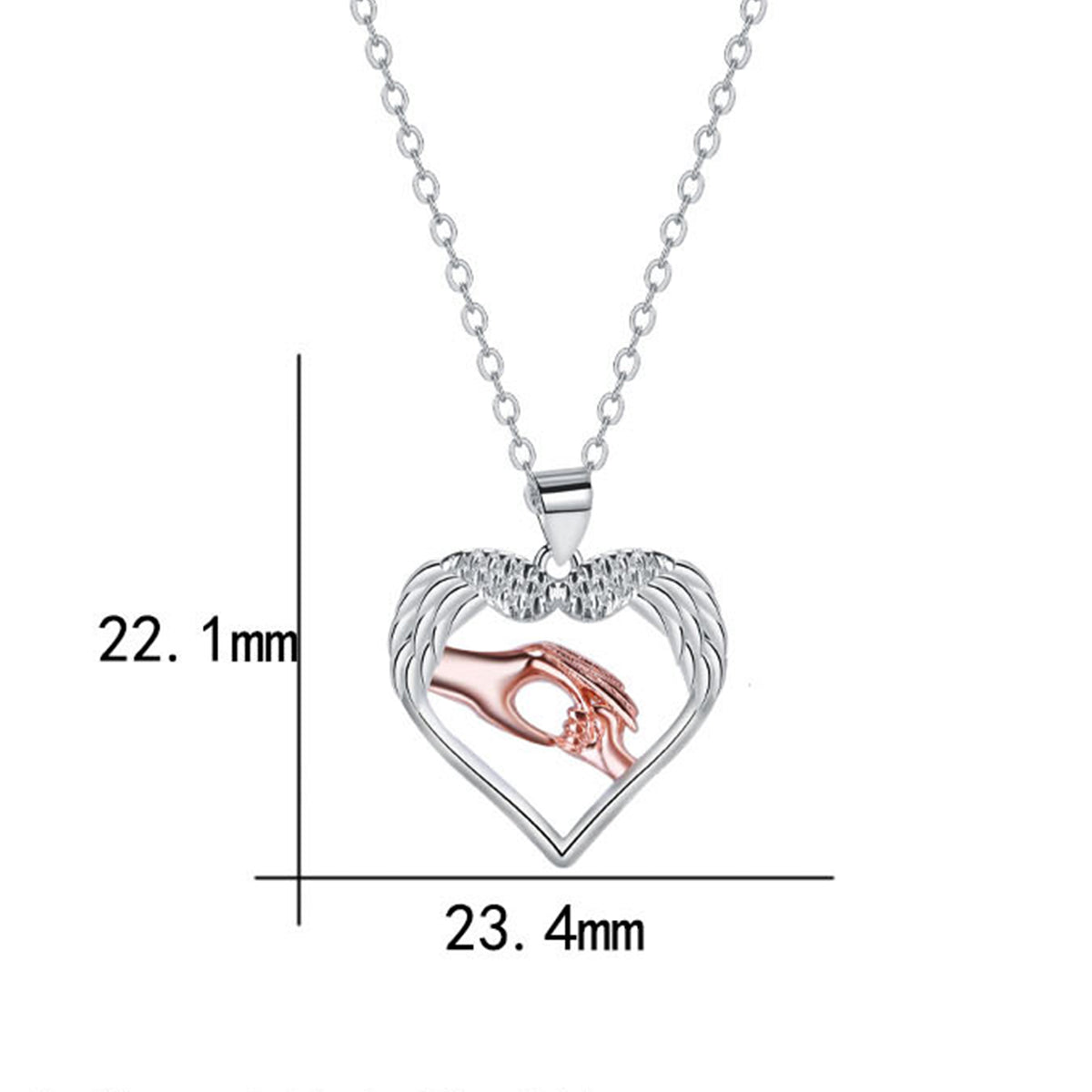 Collar con colgante de corazón de cobre bañado en plata y oro rosa