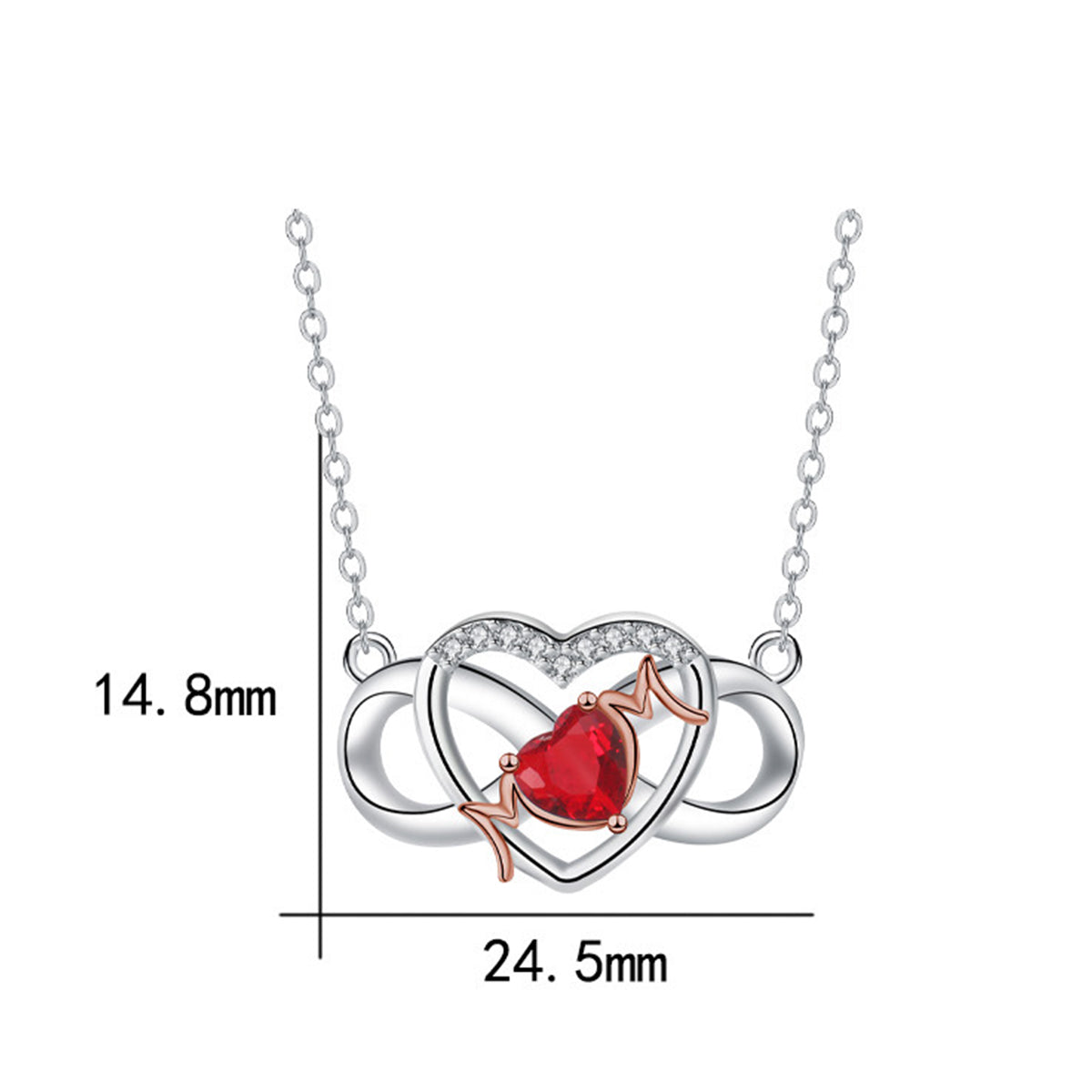 Copper With Silver/Rosegold Plated Heart Infinity Mom Pendant Necklace