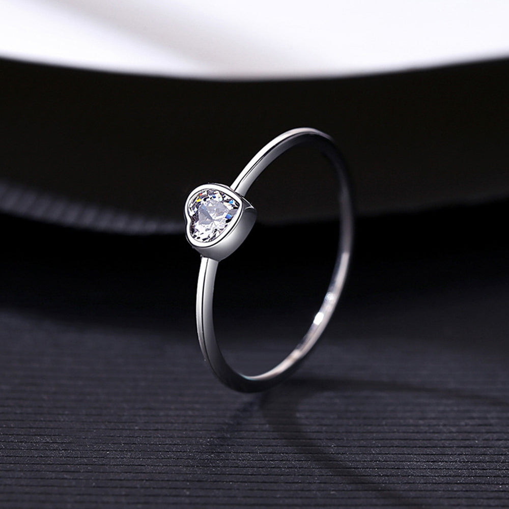 925 Sterling Silver Heart Ring Fashion Jewelry Gift for Women Girls