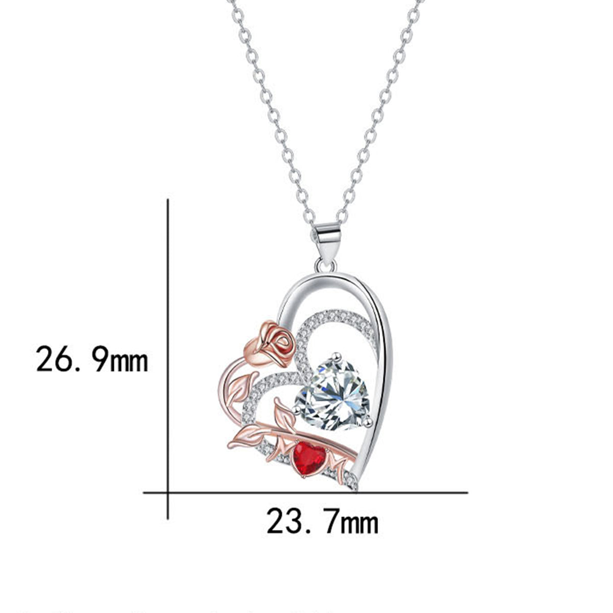Copper With Silver/Rosegold Plated Heart Pendant Necklace