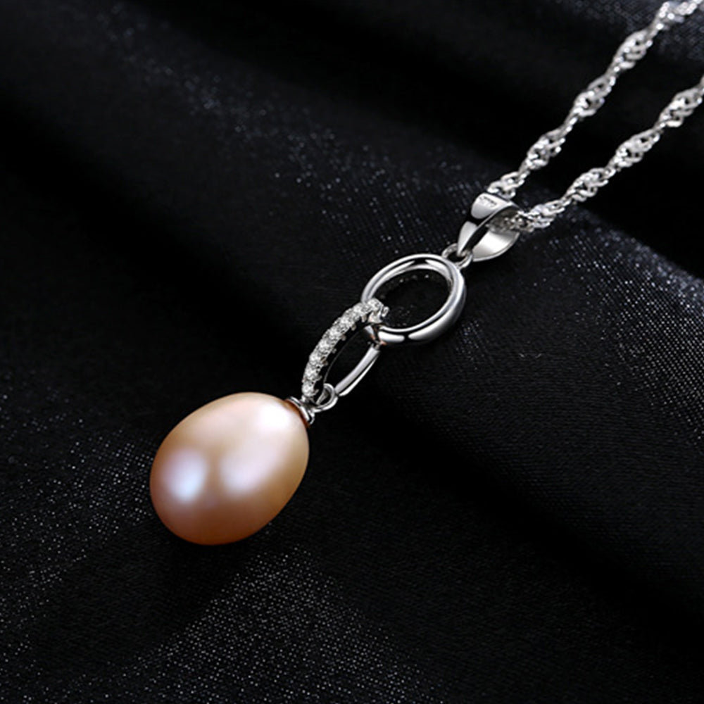 925 Sterling Silver Natural Pearl Drop Necklace Fashion Jewelry Gift for Women Girls