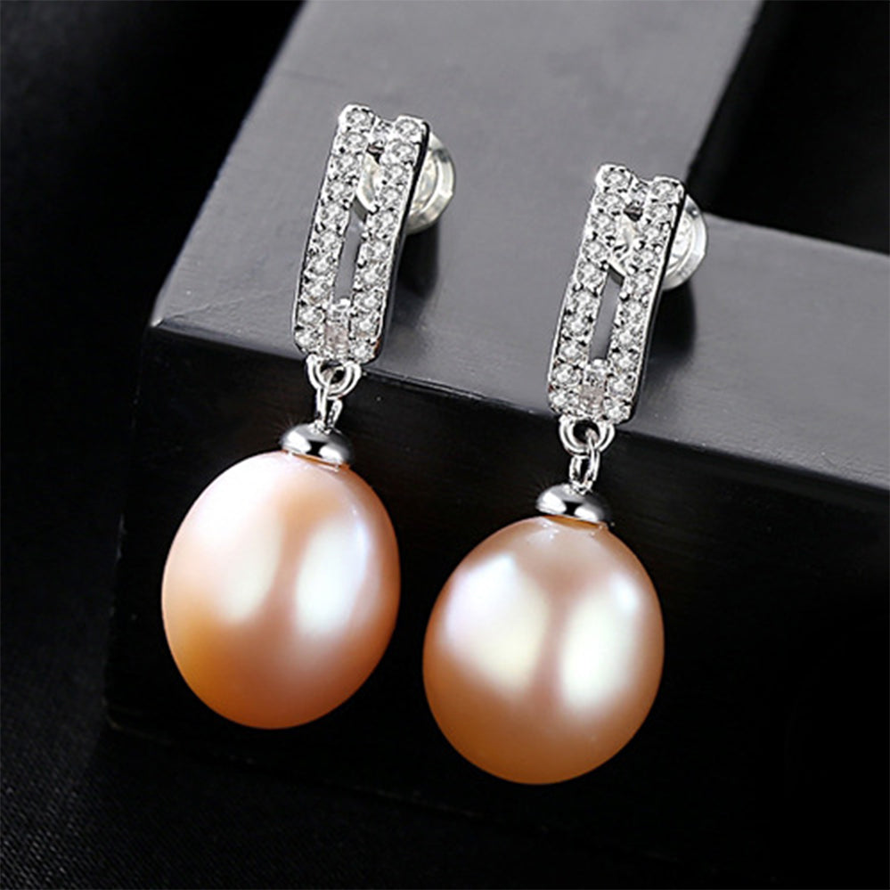 925 Sterling Silver Natural Pearl Drop Earrings Fashion Jewelry Gift for Women Girls