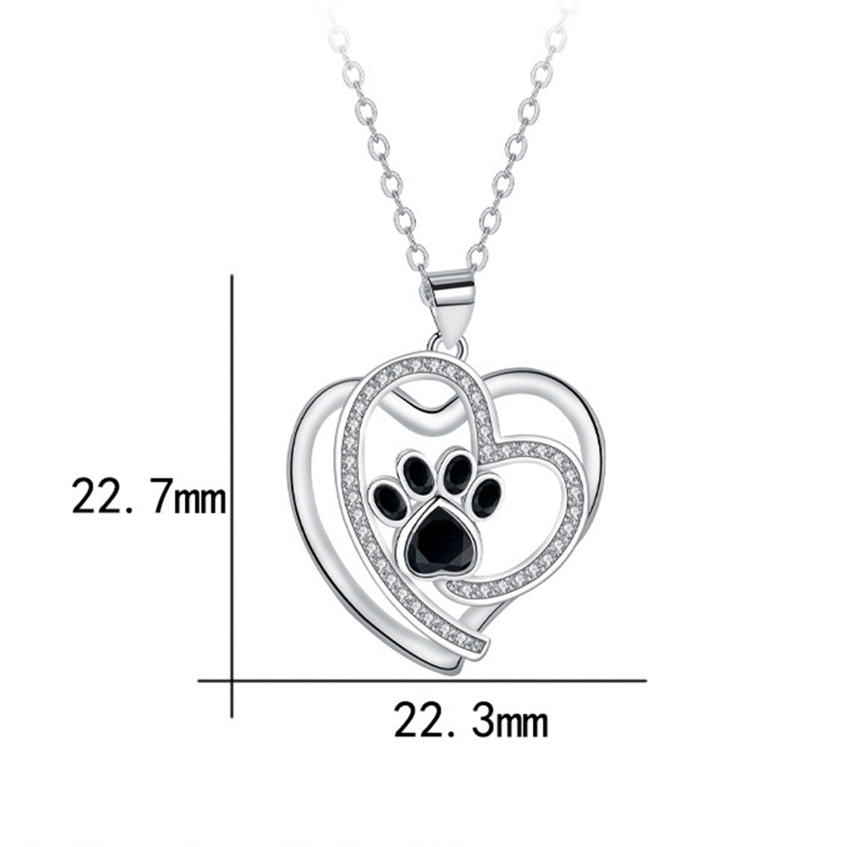 Copper With Silver Plated Heart Paw Pendant Necklace