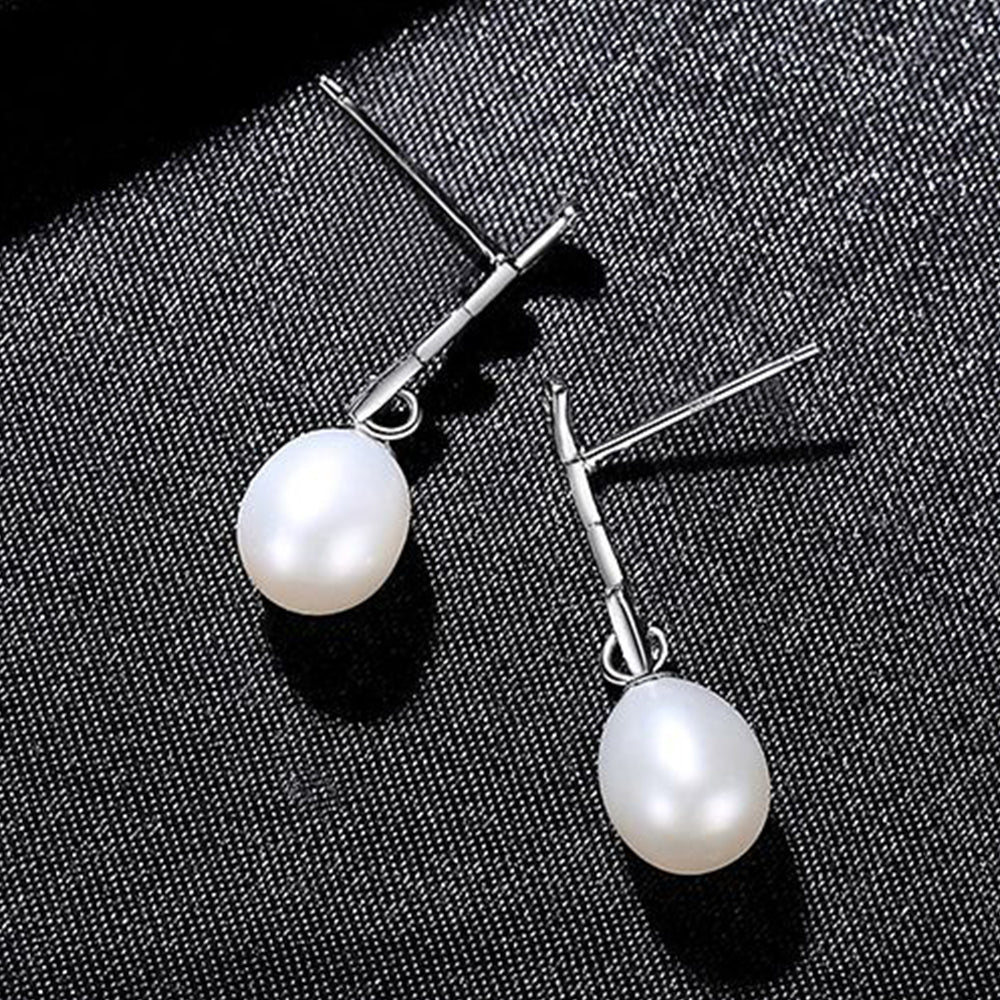Pendientes colgantes de perla natural de plata de ley 925, joyería de moda, regalo para mujeres y niñas.