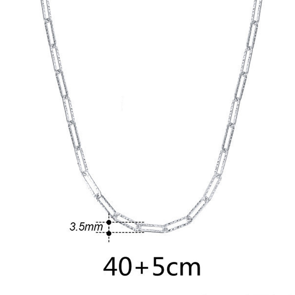 925 Sterling Silver Paper Clip Chain