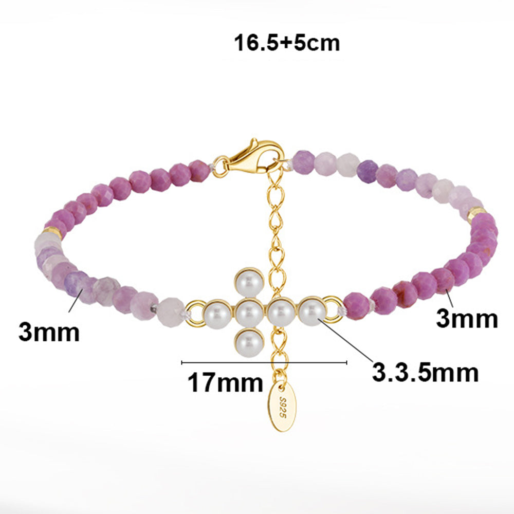925 Sterling Silver Pearl Bracelet Fashion Jewelry Gift for Women Girls