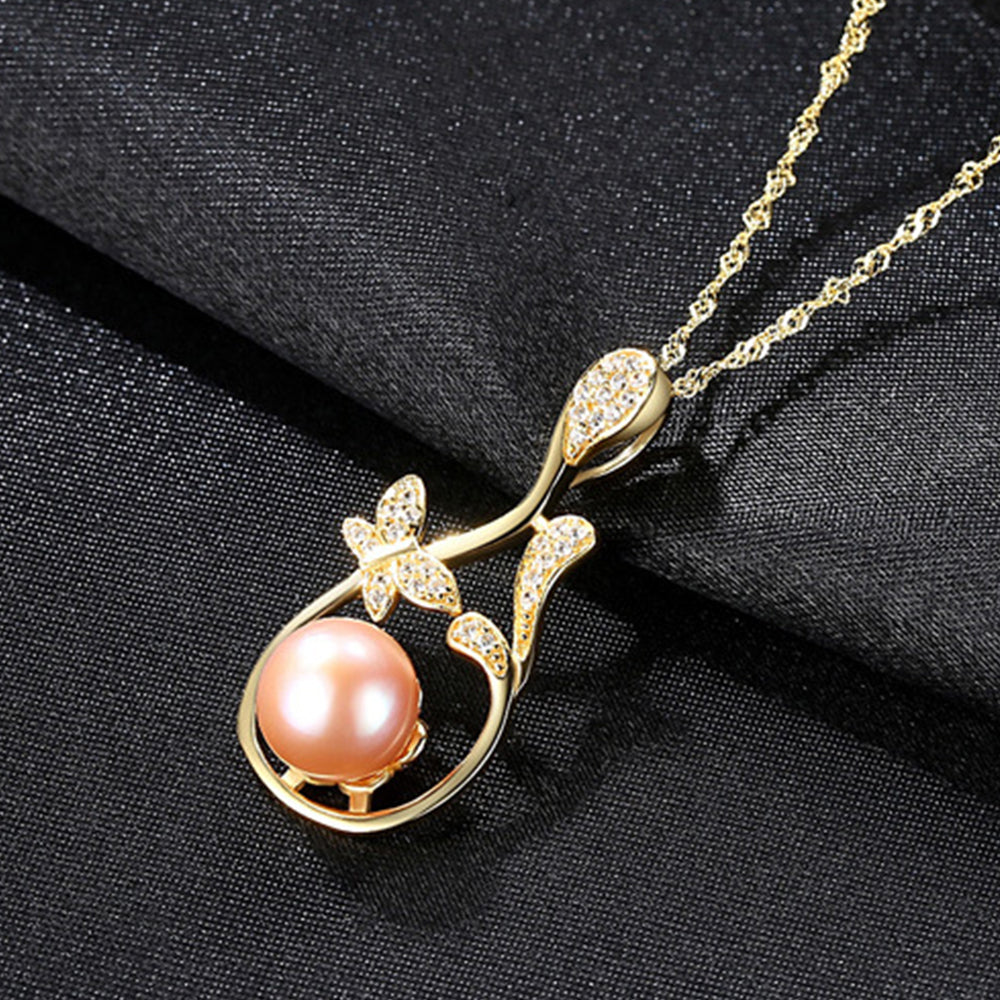 925 Sterling Silver Natural Pearl Drop Necklace Fashion Jewelry Gift for Women Girls