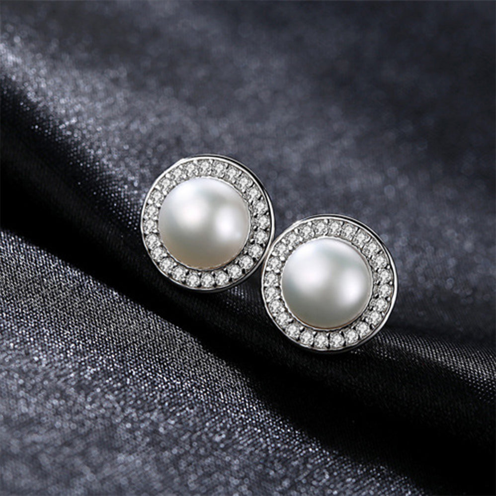 925 Sterling Silver Natural Pearl Drop Earrings Fashion Jewelry Gift for Women Girls
