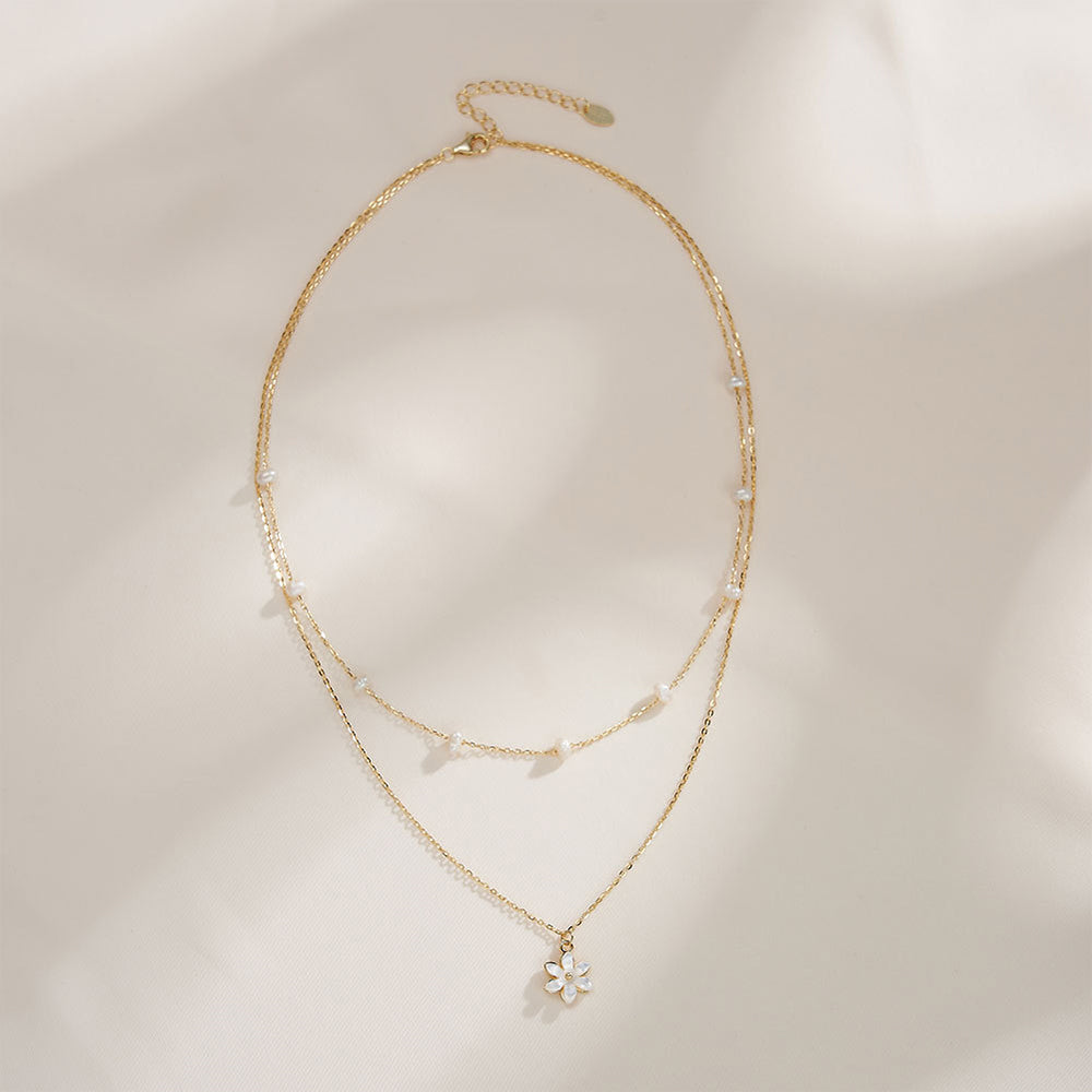 925 Sterling Silver Natural Pearl Necklace Fashion Jewelry Gift for Women Girls