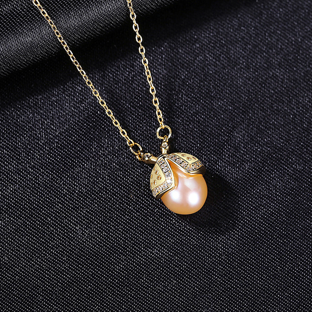 925 Sterling Silver Natural Pearl Drop Necklace Fashion Jewelry Gift for Women Girls