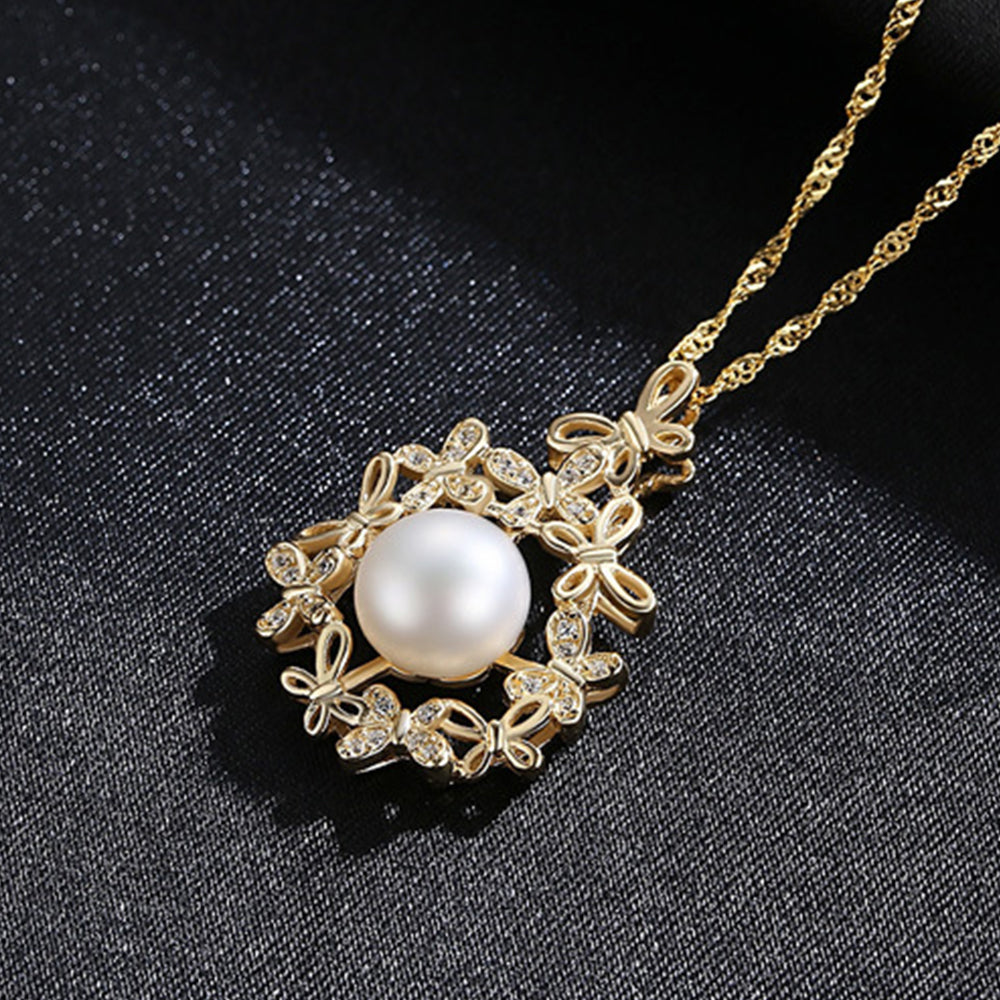 925 Sterling Silver Natural Pearl Drop Necklace Fashion Jewelry Gift for Women Girls