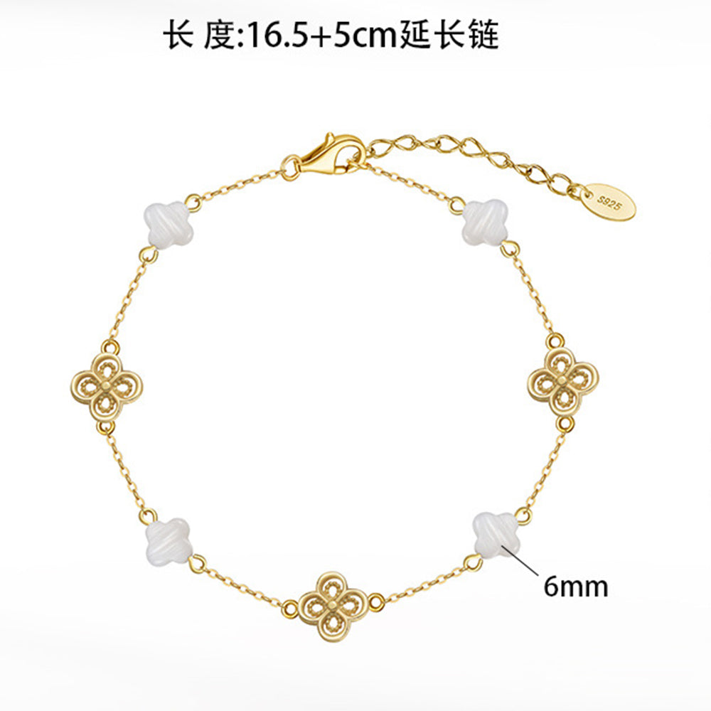 925 Sterling Silver Pearl Bracelet Fashion Jewelry Gift for Women Girls