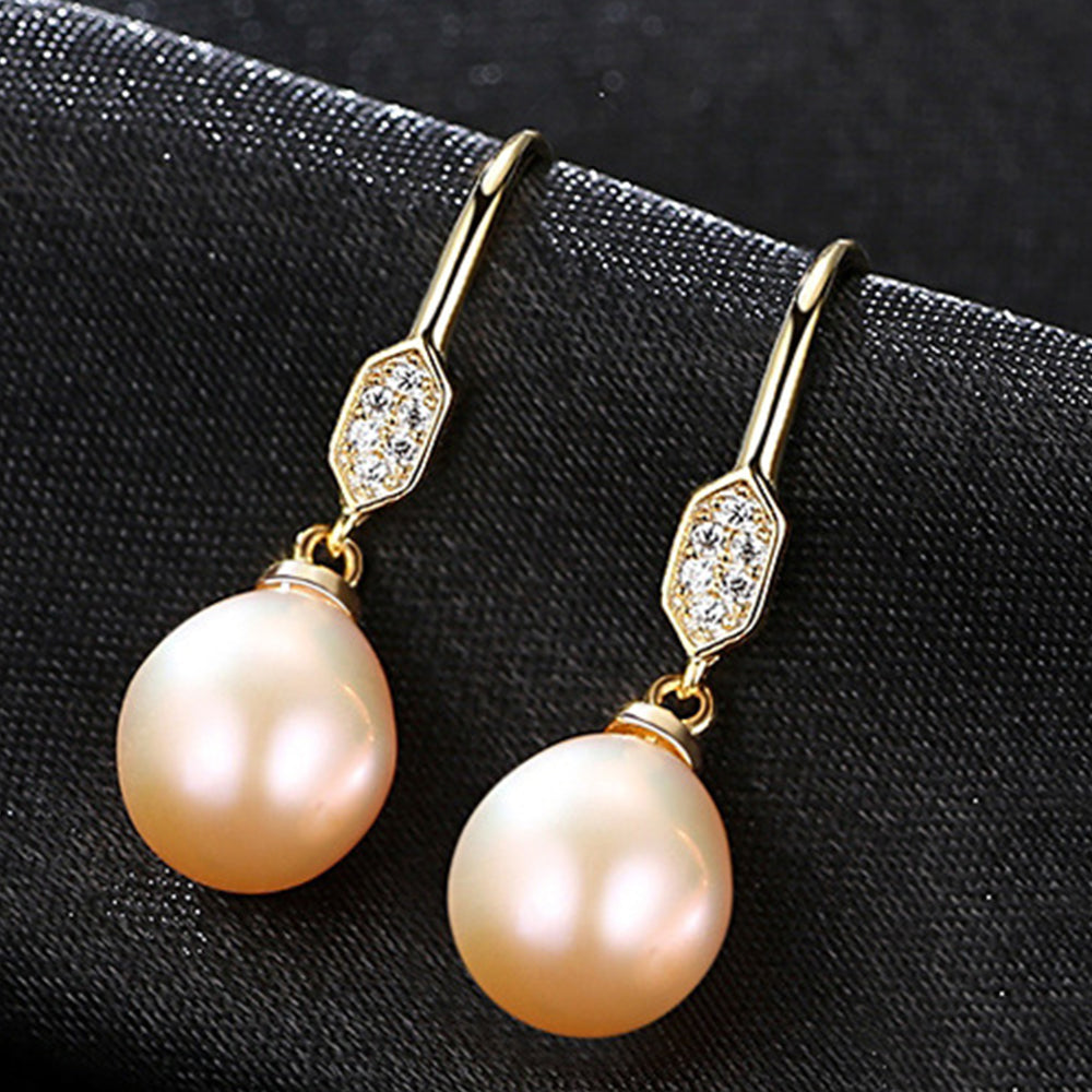 Pendientes colgantes de perla natural de plata de ley 925, joyería de moda, regalo para mujeres y niñas.