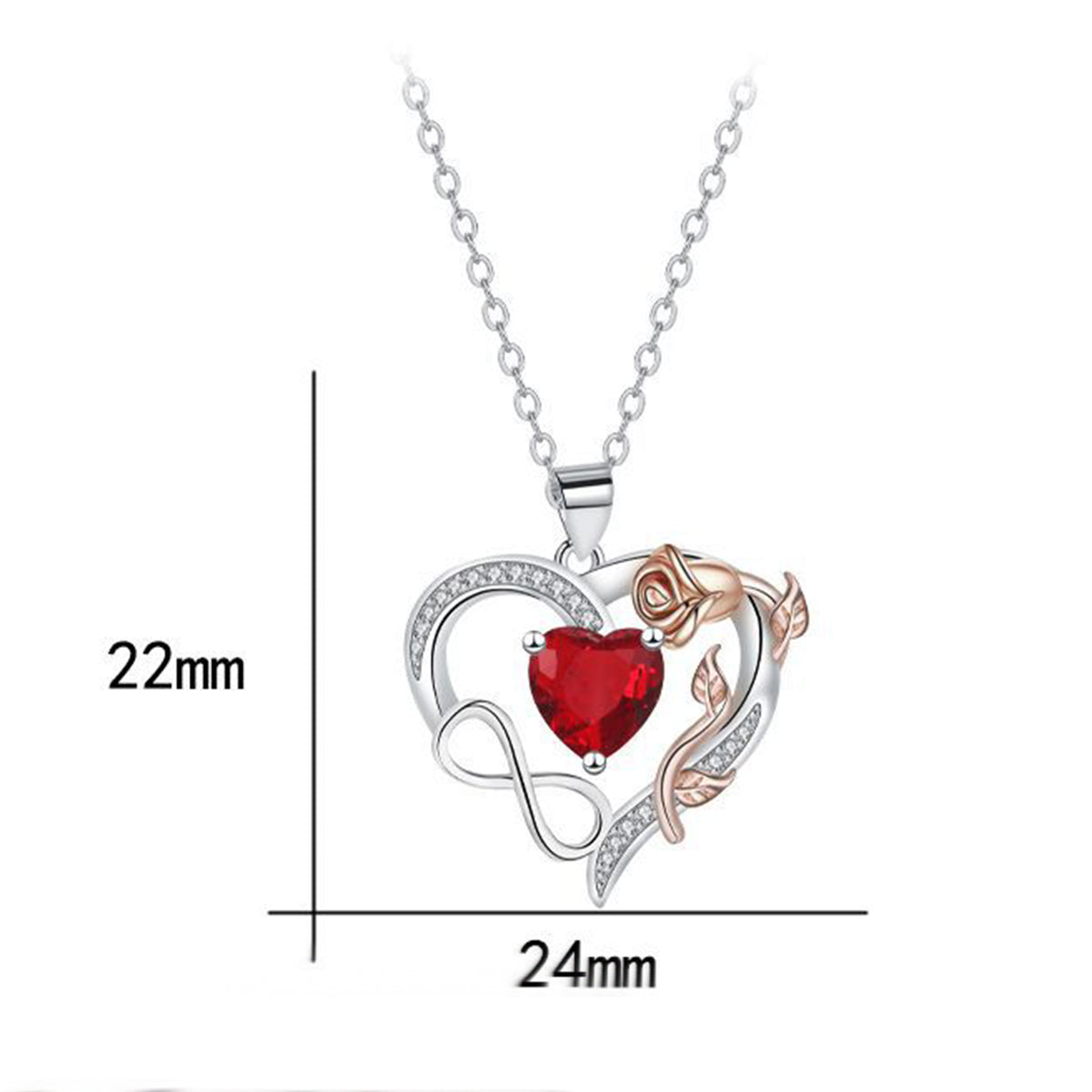 Copper With Silver/Rosegold Plated Heart Pendant Necklace