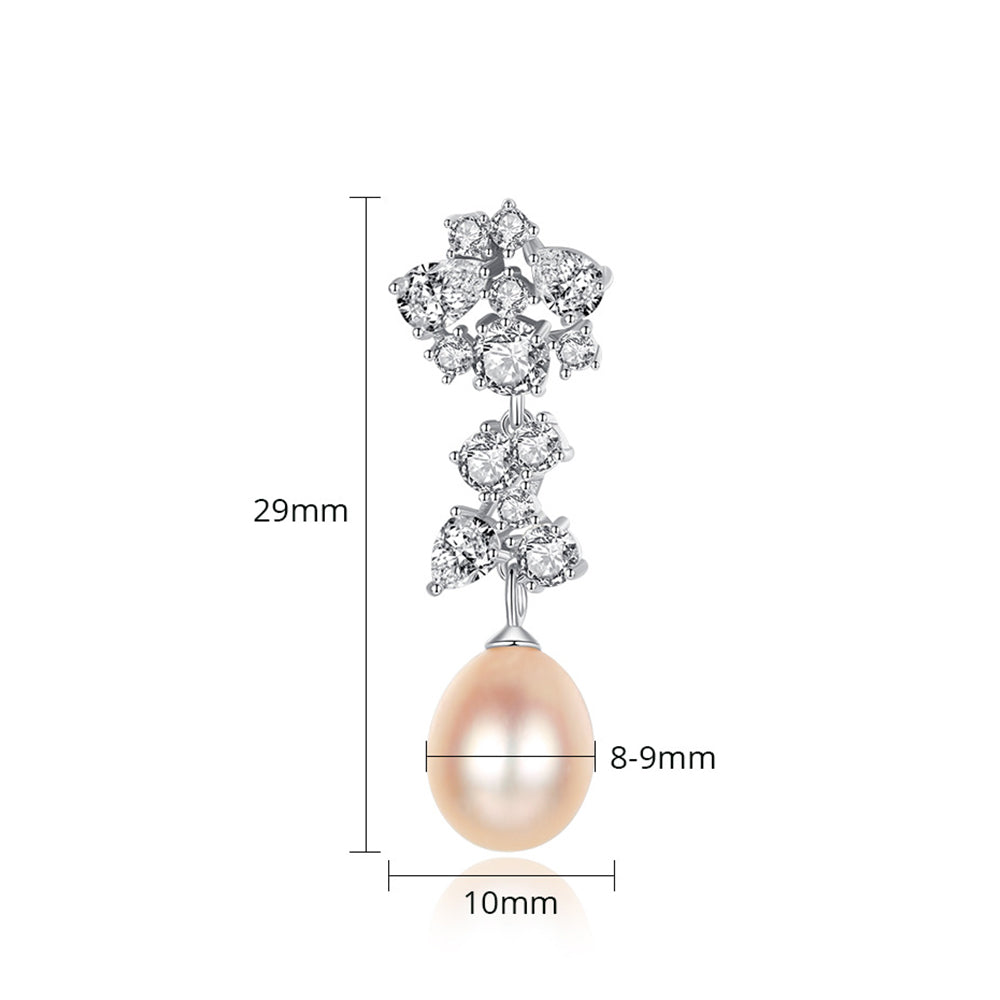 925 Sterling Silver Natural Pearl Drop Earrings Fashion Jewelry Gift for Women Girls