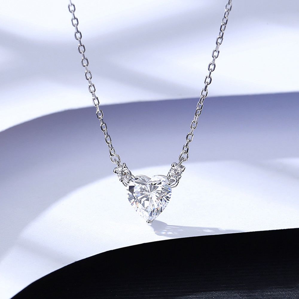 925 Sterling Silver Heart Necklace Fashion Jewelry Gift for Women Girls