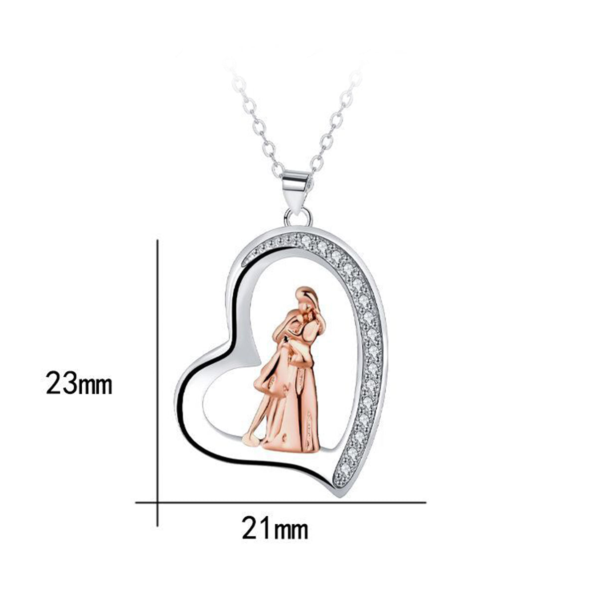 Copper With Silver/Rosgold Plated Heart Pendant Necklace