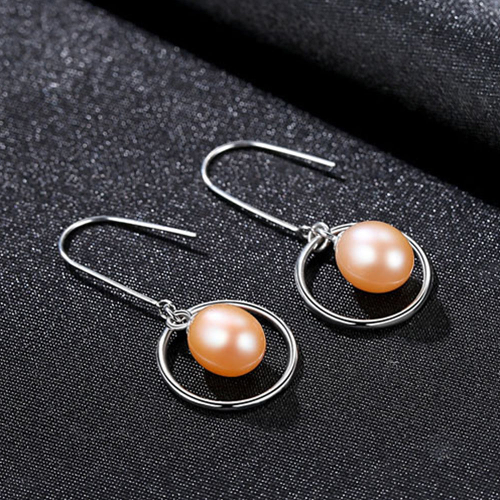 925 Sterling Silver Natural Pearl Drop Earrings Fashion Jewelry Gift for Women Girls