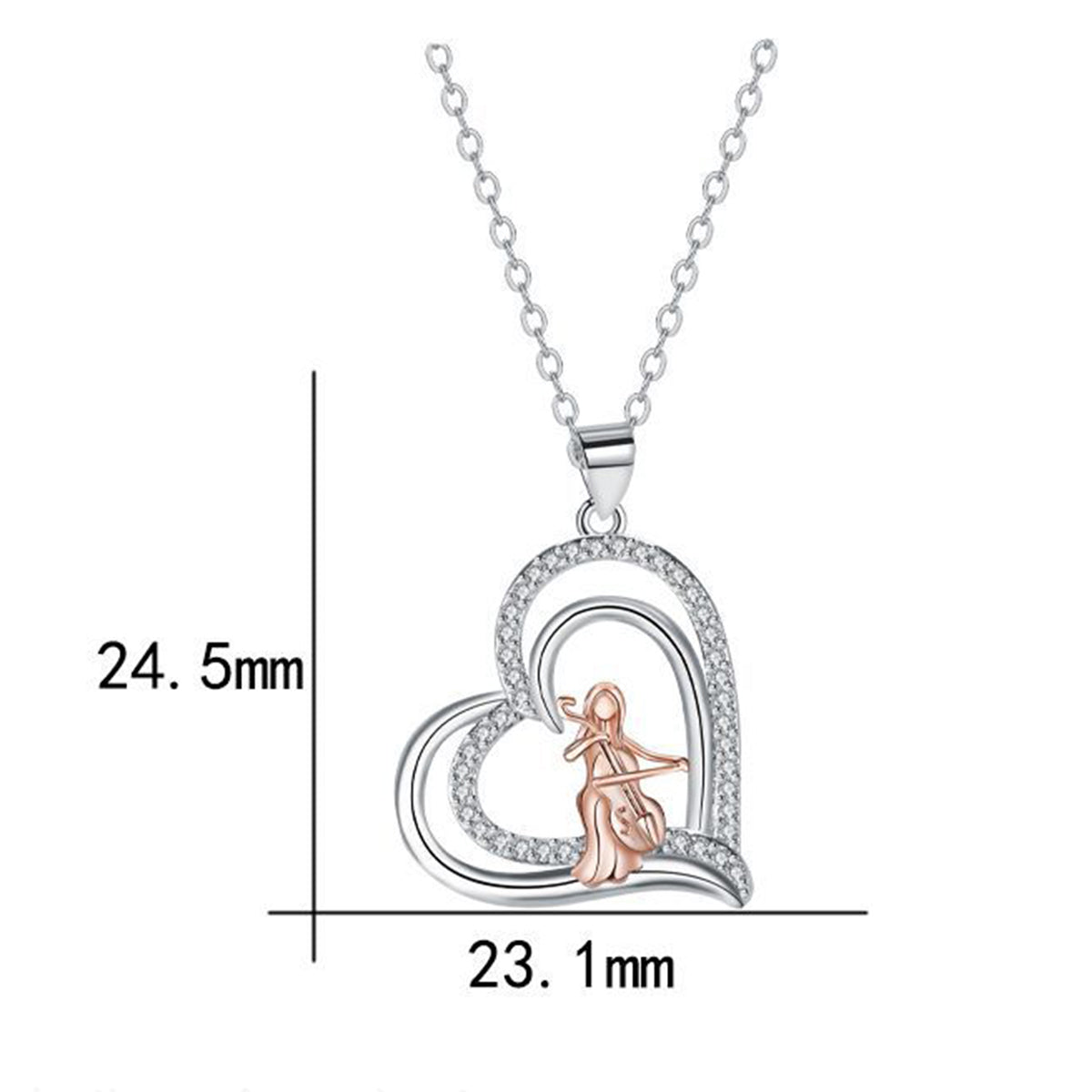 Copper With Silver/Rosegold Plated Heart Pendant Necklace