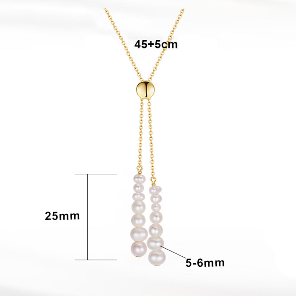 925 Sterling Silver Natural Pearl Necklace Fashion Jewelry Gift for Women Girls