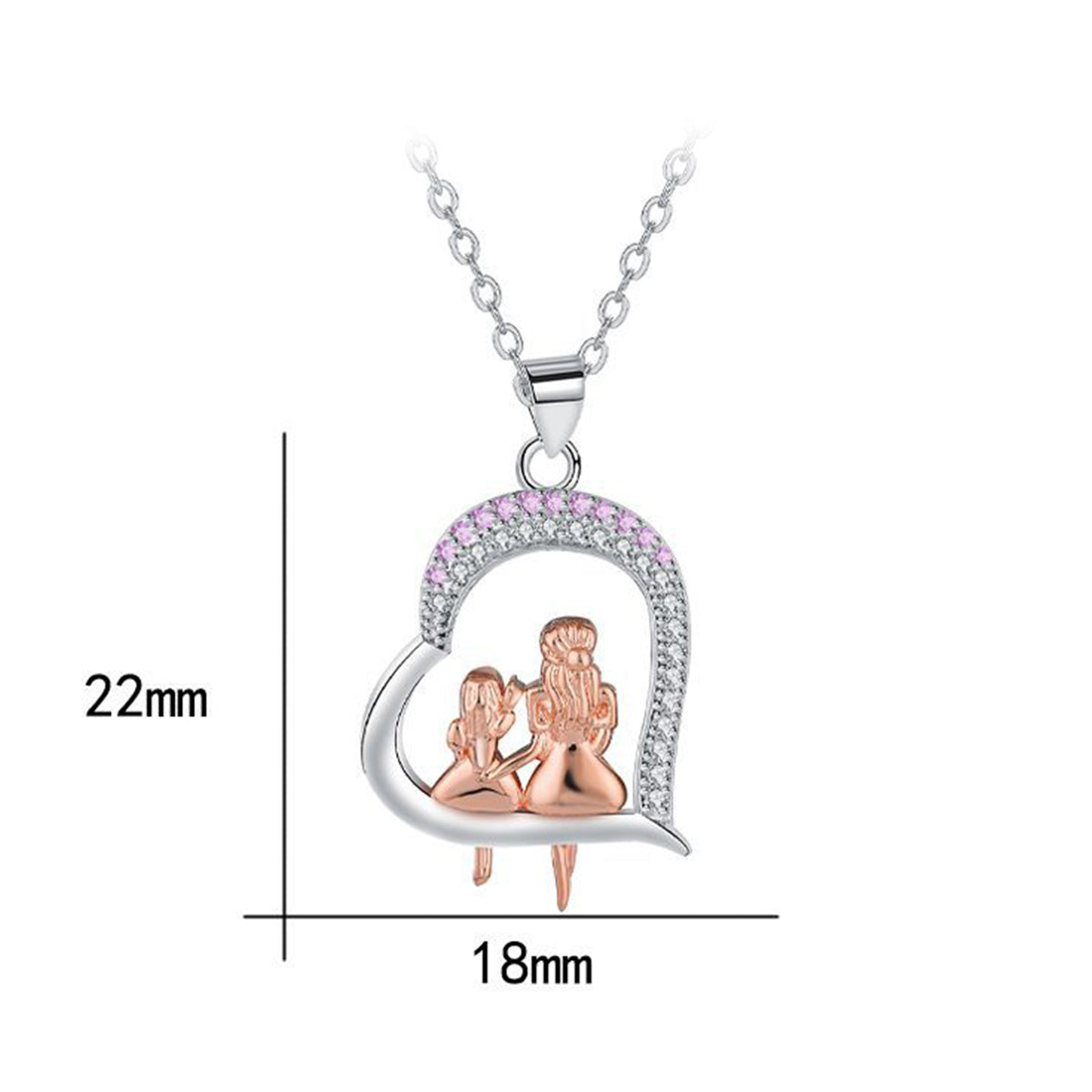 Copper With Silver/Rosegold Plated Heart Pendant Necklace