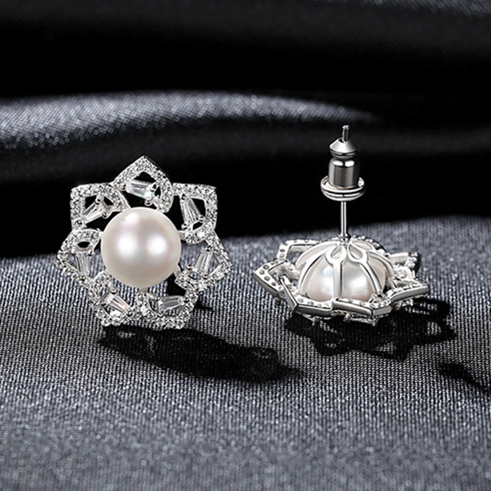 925 Sterling Silver Natural Pearl Drop Earrings Fashion Jewelry Gift for Women Girls