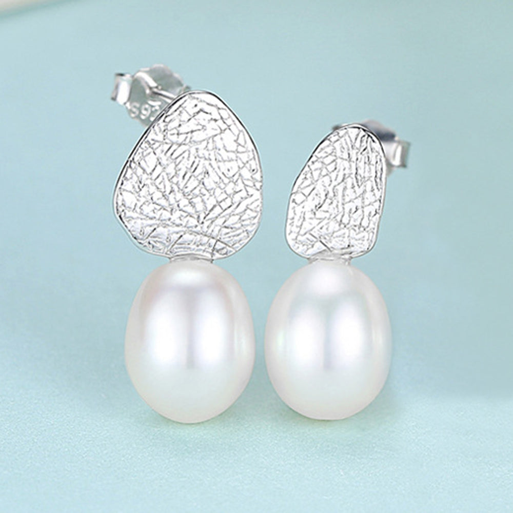 925 Sterling Silver Natural Pearl Drop Earrings Fashion Jewelry Gift for Women Girls