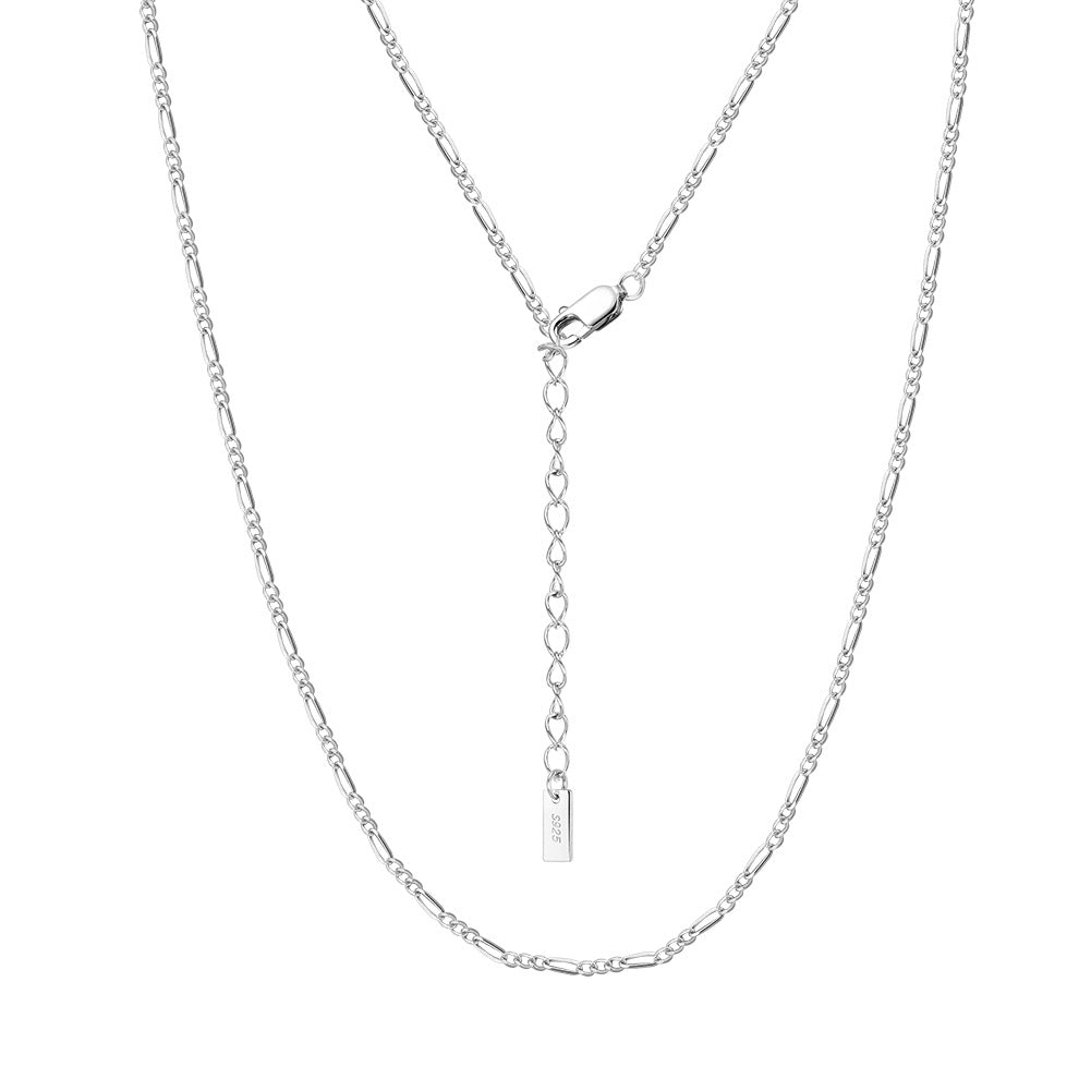 925 Sterling Silver Figaro Chain 1.7mm 3.3mm 4.0mm 5.0mm 6.5mm 7.1mm