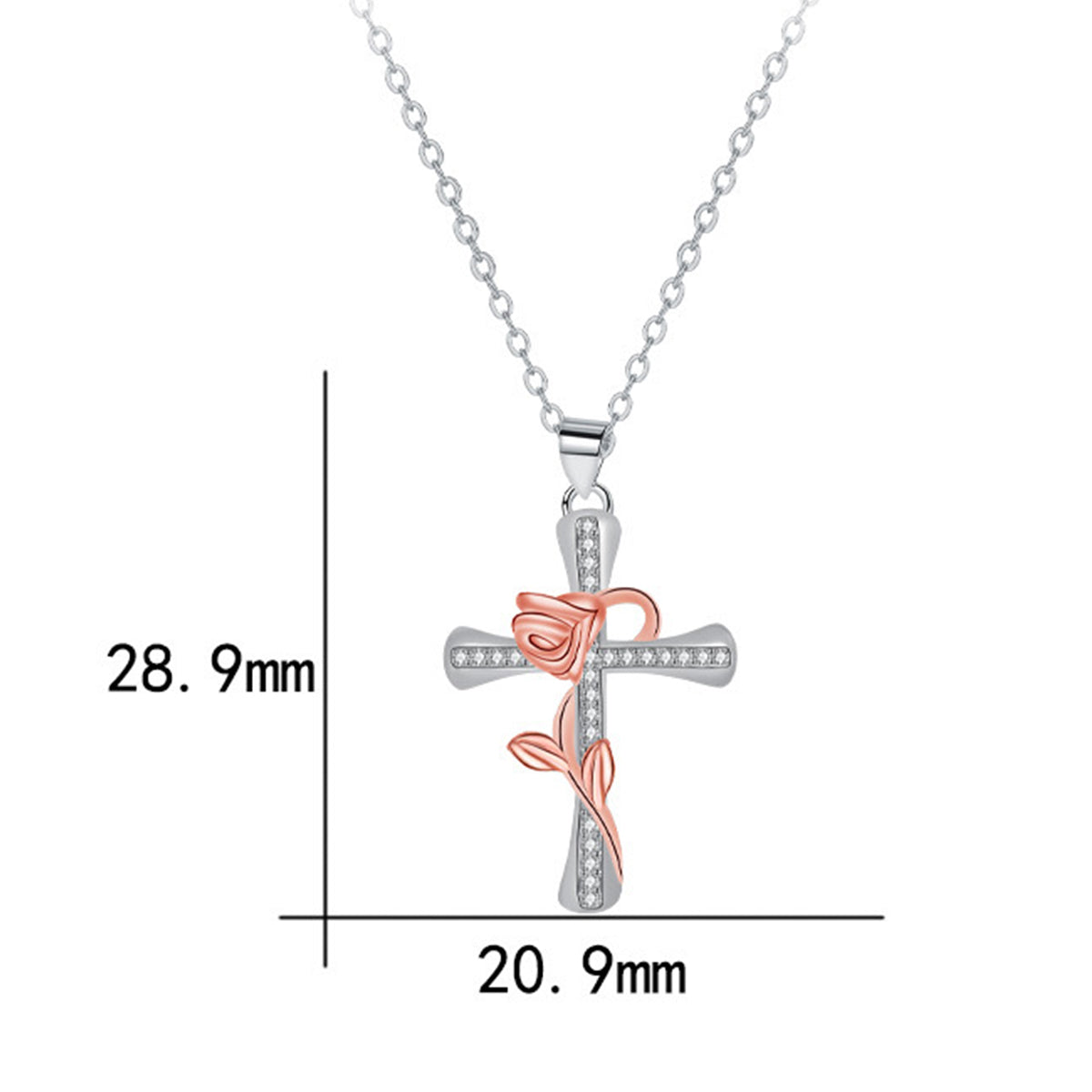 Copper With Silver/Rosegold Plated Cross Pendant Necklace