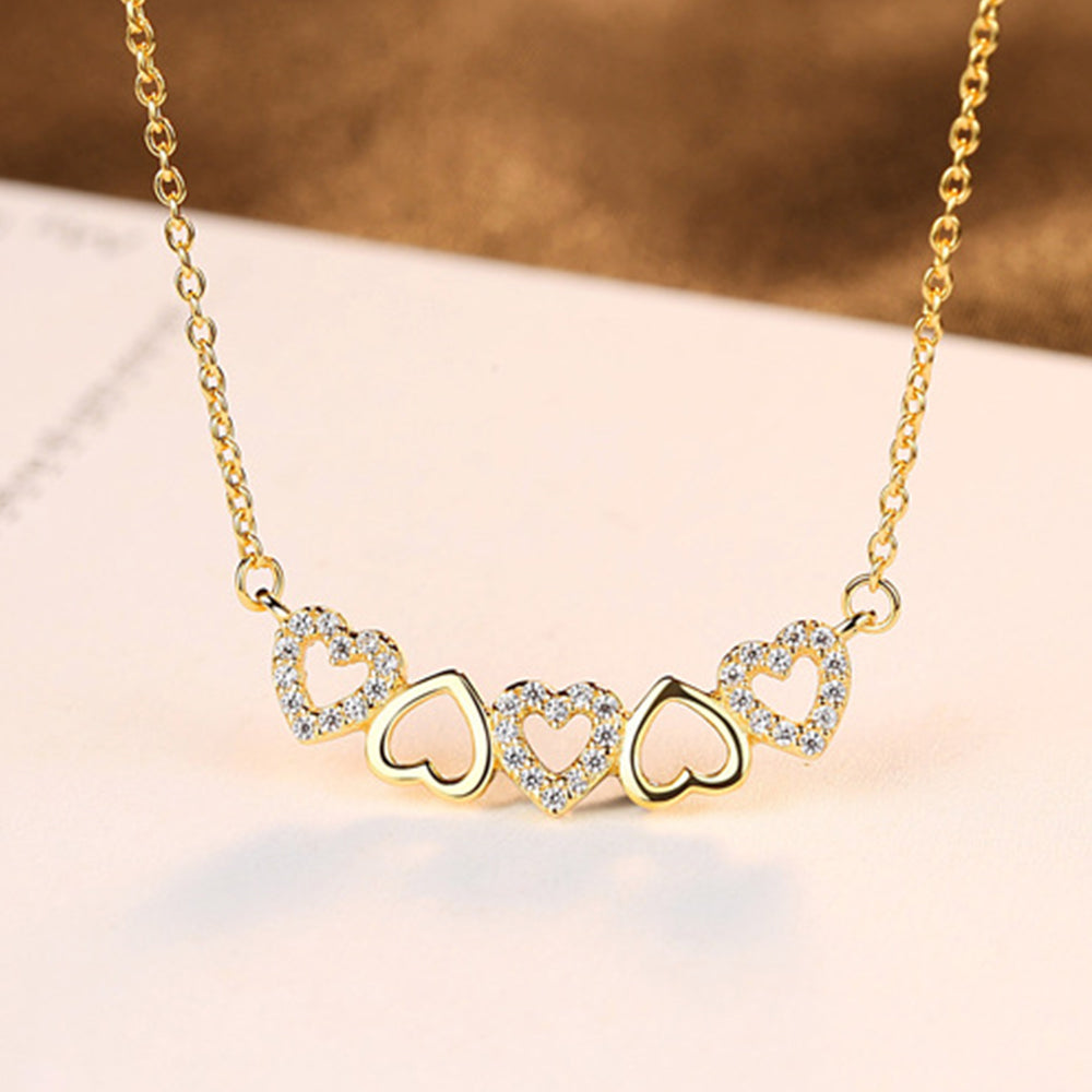 925 Sterling Silver Heart Necklace Fashion Jewelry Gift for Women Girls