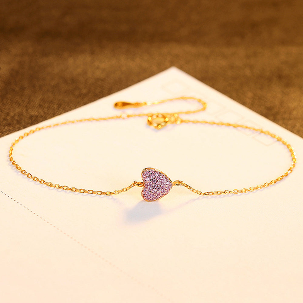 925 Sterling Silver Heart Bracelet Fashion Jewelry Gift for Women Girls