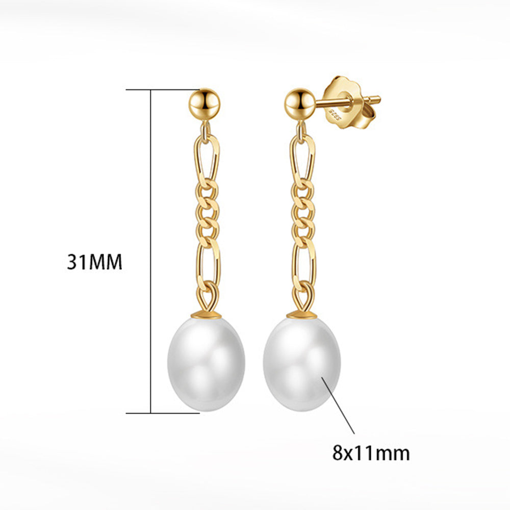 925 Sterling Silver Natural Pearl Earrings Fashion Jewelry Gift for Women Girl