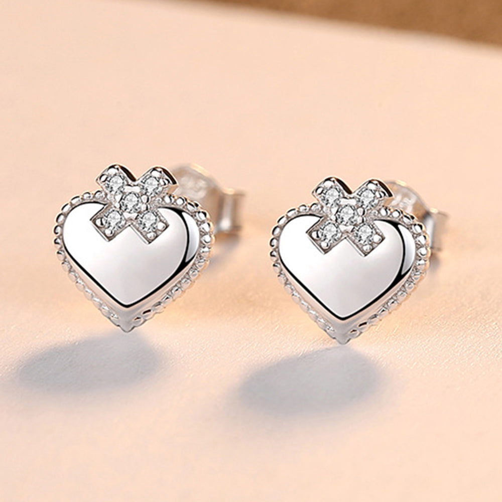 925 Sterling Silver Heart Earrings Fashion Jewelry Gift for Women Girls