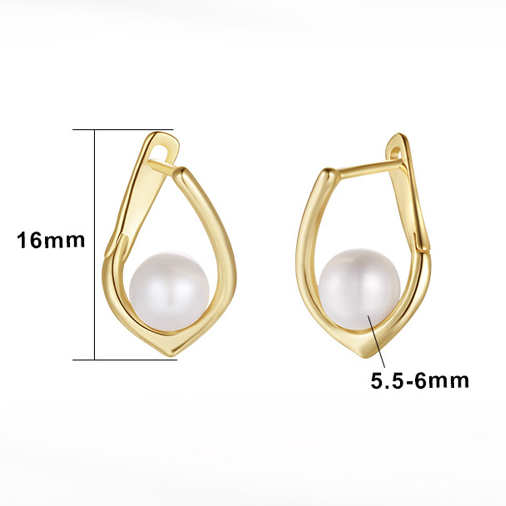 925 Sterling Silver Natural Pearl Earrings Fashion Jewelry Gift for Women Girl