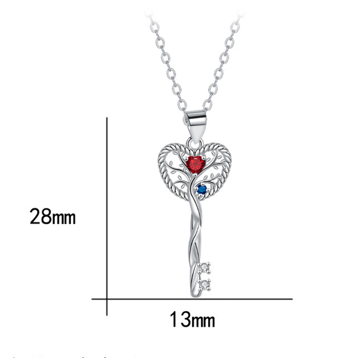 Copper With Silver Plated Key Pendant Necklace