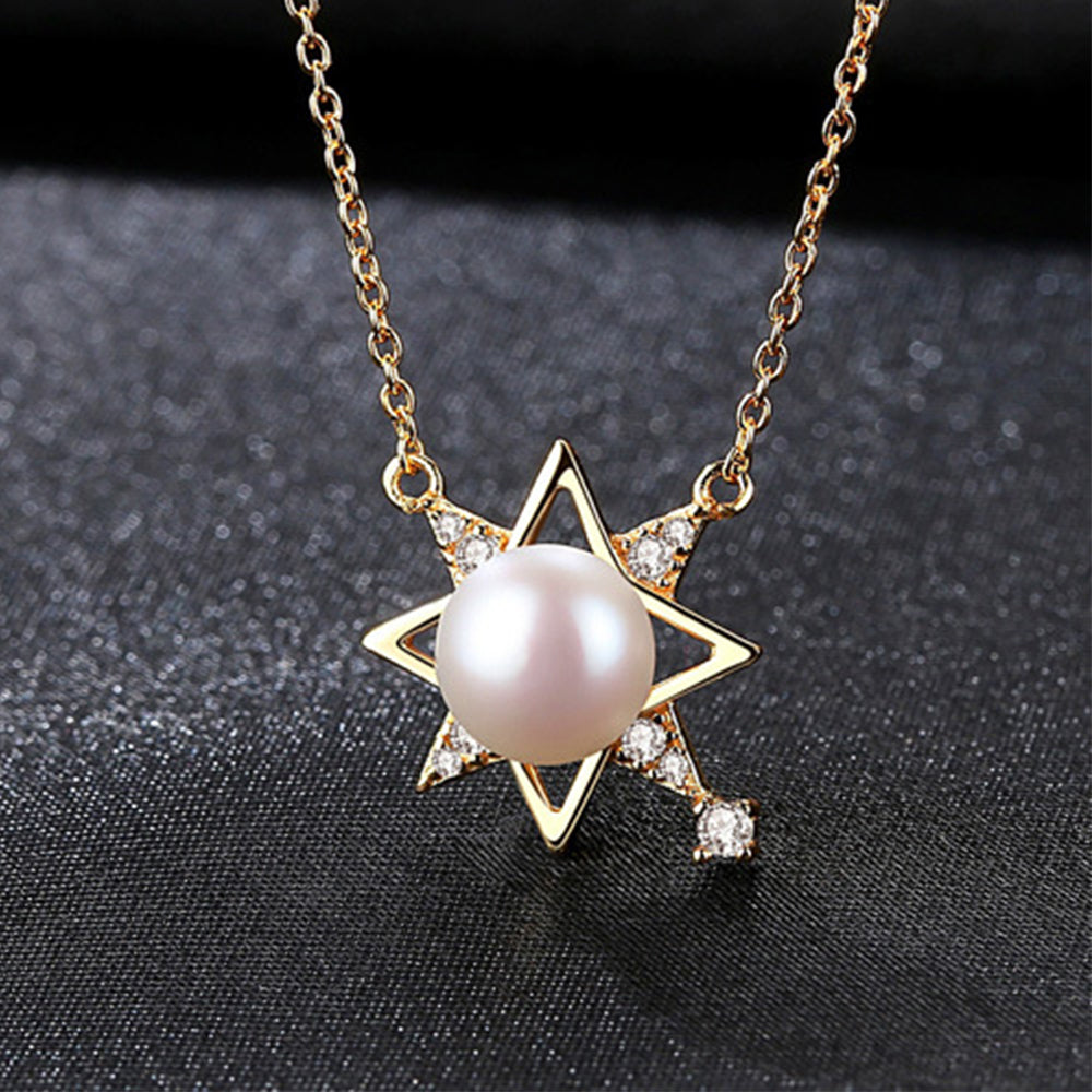 925 Sterling Silver Natural Pearl Drop Necklace Fashion Jewelry Gift for Women Girls
