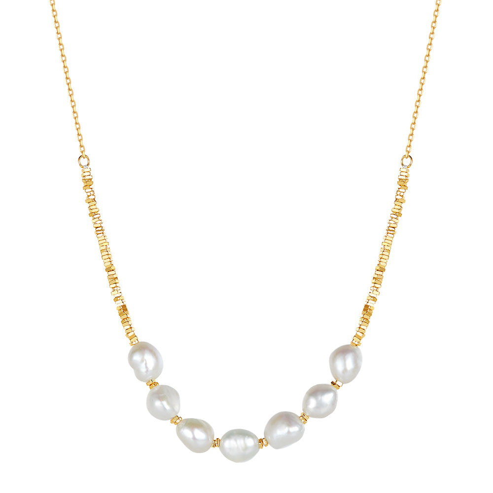 925 Sterling Silver Natural Pearl Necklace Fashion Jewelry Gift for Women Girls