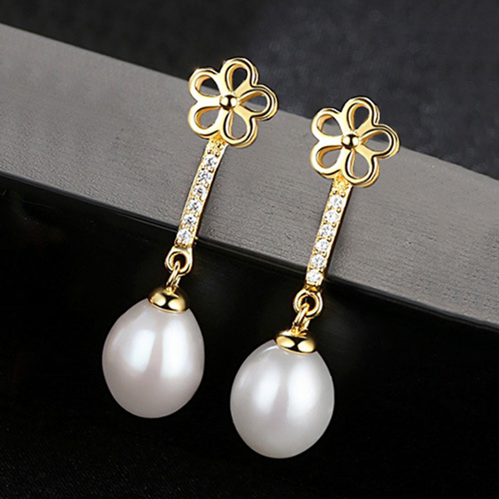Pendientes colgantes de perla natural de plata de ley 925, joyería de moda, regalo para mujeres y niñas.