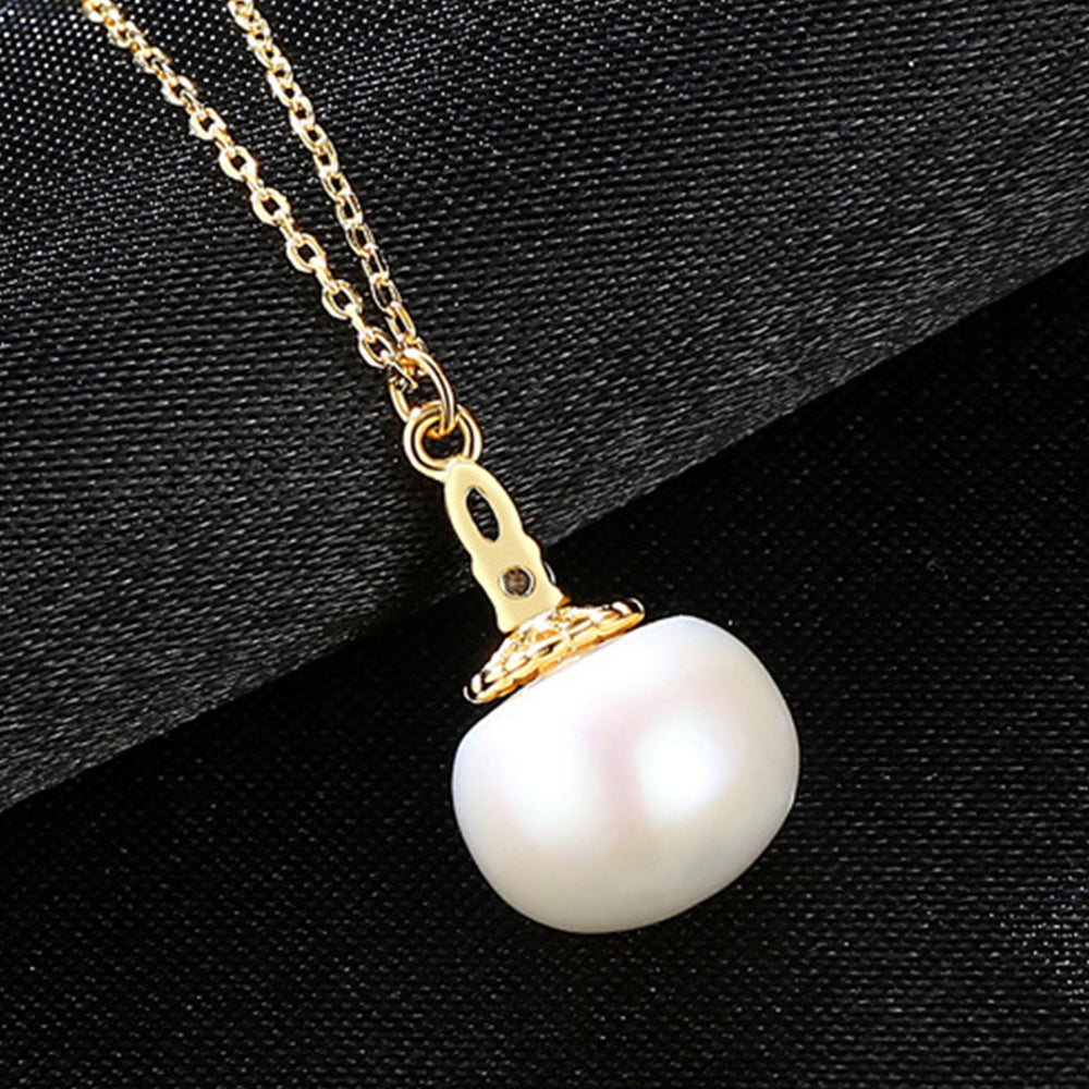 925 Sterling Silver Natural Pearl Drop Necklace Fashion Jewelry Gift for Women Girls